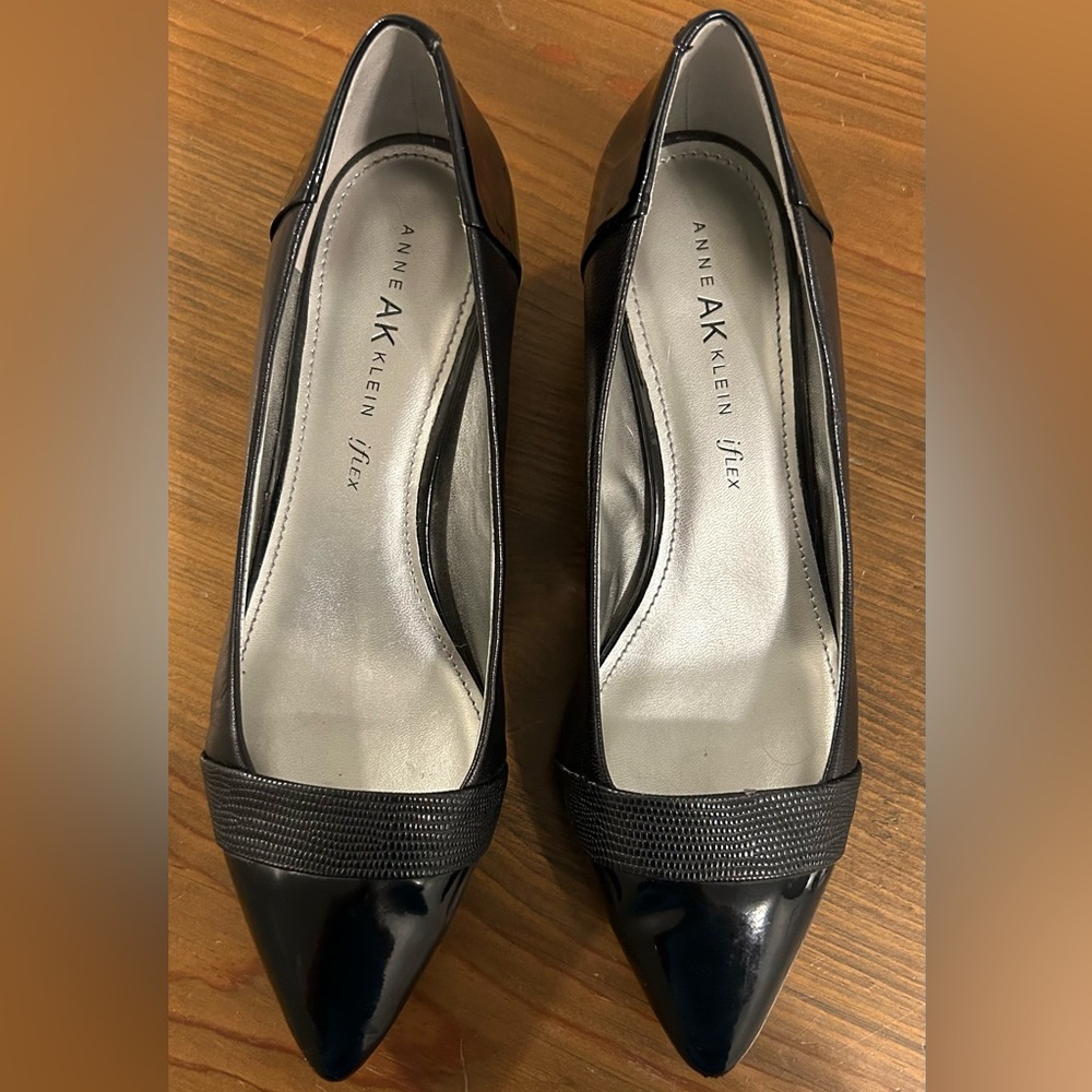 Anne Klein Black Patent and Black Leather (Kitten Heel)